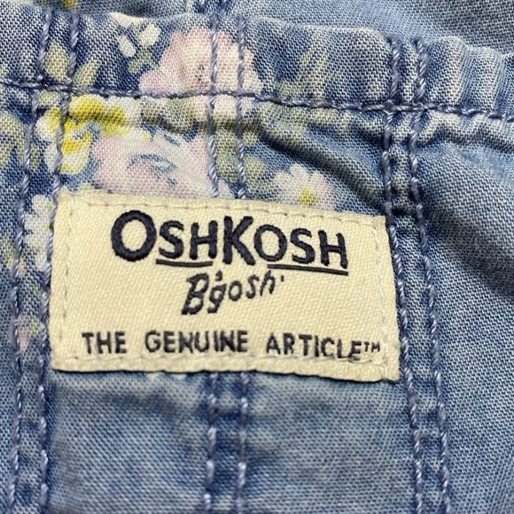 Oshkosh Girls Overall Dress Size 3T Floral‎ Cotton Denim Chambray Floral Prairie